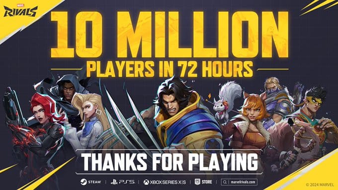 Marvel Rivals alcança 10 milhões de jogadores em 72 horas